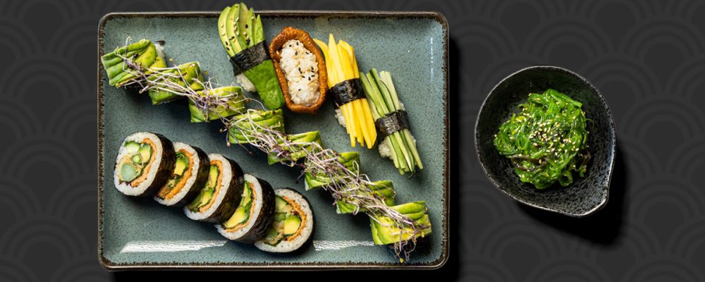 Vega sushi menu med udvalg af plantebaserede sushi hos sushi restaurant i Næstved