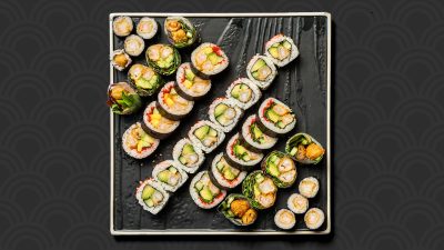 Crispy Ebi Selection med sprød rejer og sushi hos sushi restaurant i Næstved
